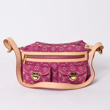 画像をギャラリービューアに読み込む, 新品同様 LOUIS VUITTON ルイヴィトン バギーPM ワンショルダーバッグ M95212 モノグラム デニム レザー ピンク 中古 4a001180