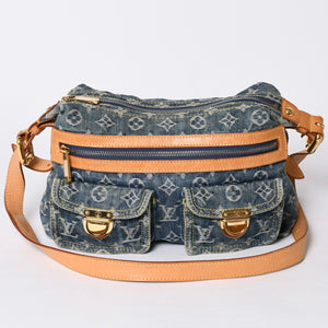 LOUIS VUITTON ルイヴィトン モノグラムデニム バギーPM ショルダーバッグ ワンショルダー M95049 インディゴブルー 美品 中古 4a001244