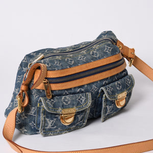 LOUIS VUITTON ルイヴィトン モノグラムデニム バギーPM ショルダーバッグ ワンショルダー M95049 インディゴブルー 美品 中古 4a001244
