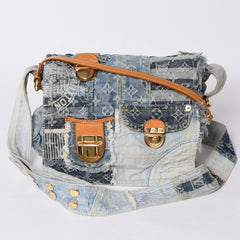 LOUIS VUITTON Patchwork Posty Messenger Bag M95374 Monogram Denim Blue Good Condition Used 4a001183