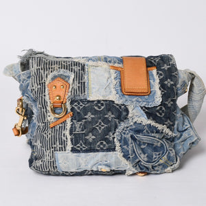 LOUIS VUITTON Patchwork Posty Messenger Bag M95374 Monogram Denim Blue Good Condition Used 4a001183