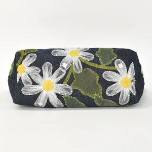 FENDI フェンディ ハンドバッグ DENIM デニム FLOWER フラワー Applique アップリケ ネイビー 美品 中古 4a001181