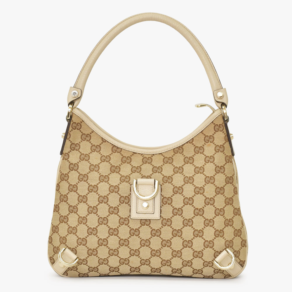 GUCCI グッチ アビー ワンショルダーバッグ GGキャンバス 130738 213048 ベージュ アイボリー ゴールド金具 美品 中古 4a001182
