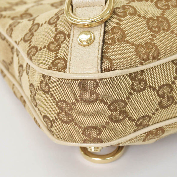 GUCCI グッチ アビー ワンショルダーバッグ GGキャンバス 130738 213048 ベージュ アイボリー ゴールド金具 美品 中古 4a001182