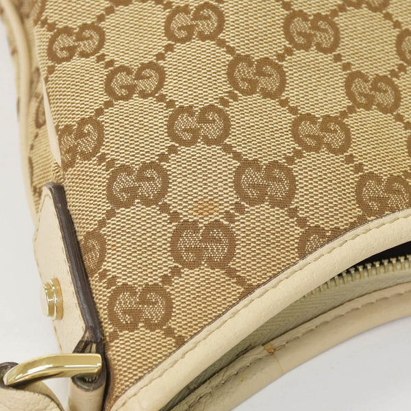 GUCCI グッチ アビー ワンショルダーバッグ GGキャンバス 130738 213048 ベージュ アイボリー ゴールド金具 美品 中古 4a001182