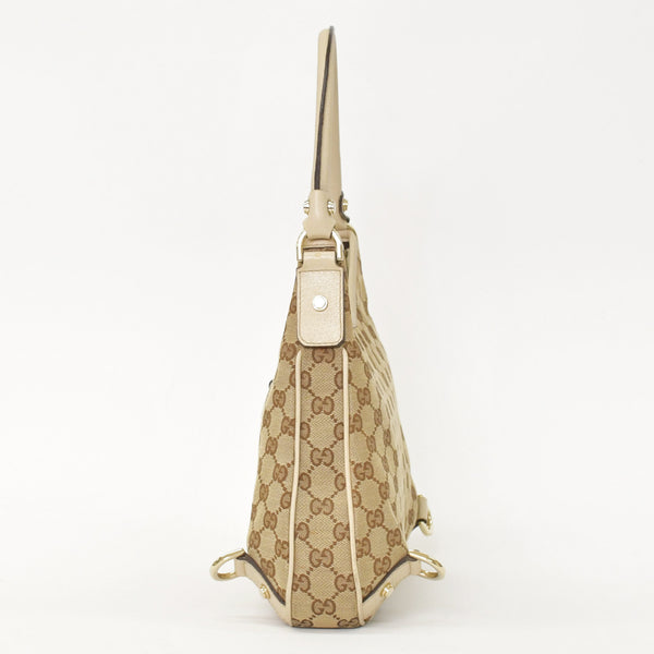 GUCCI グッチ アビー ワンショルダーバッグ GGキャンバス 130738 213048 ベージュ アイボリー ゴールド金具 美品 中古 4a001182