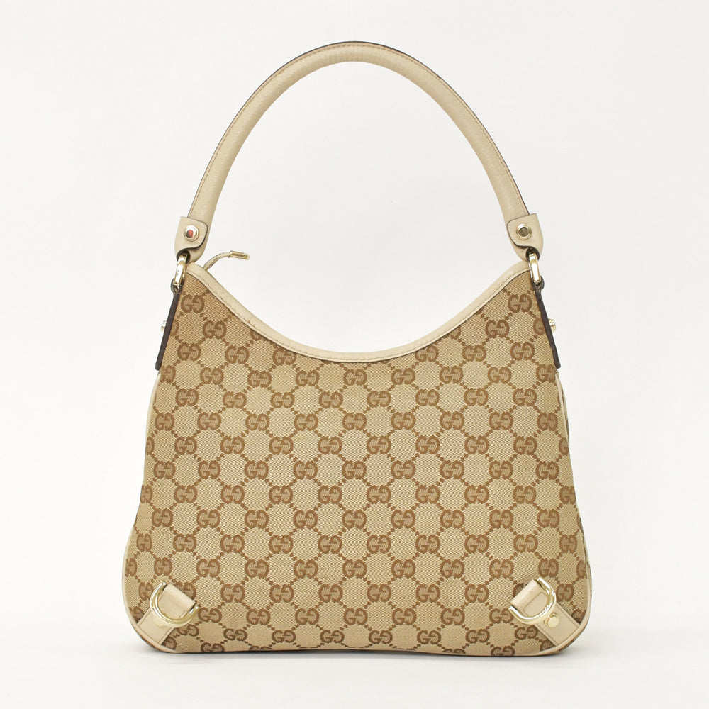 GUCCI グッチ アビー ワンショルダーバッグ GGキャンバス 130738 213048 ベージュ アイボリー ゴールド金具 美品 中古 4a001182