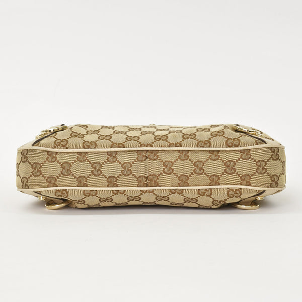 GUCCI グッチ アビー ワンショルダーバッグ GGキャンバス 130738 213048 ベージュ アイボリー ゴールド金具 美品 中古 4a001182