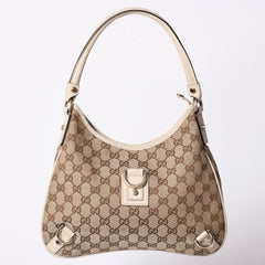 GUCCI グッチ アビー ワンショルダーバッグ GGキャンバス 130738 214397 ベージュ アイボリー ゴールド金具 美品 中古4a001185