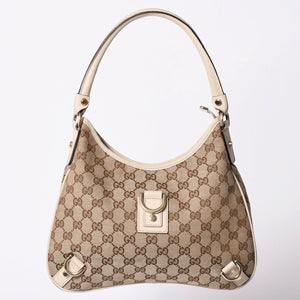 GUCCI グッチ アビー ワンショルダーバッグ GGキャンバス 130738 214397 ベージュ アイボリー ゴールド金具 美品 中古4a001185
