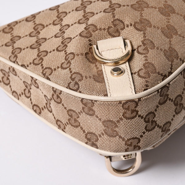 GUCCI グッチ アビー ワンショルダーバッグ GGキャンバス 130738 214397 ベージュ アイボリー ゴールド金具 美品 中古4a001185