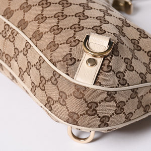 GUCCI グッチ アビー ワンショルダーバッグ GGキャンバス 130738 214397 ベージュ アイボリー ゴールド金具 美品 中古4a001185