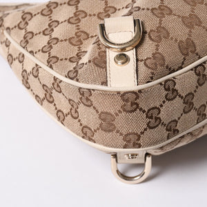 GUCCI グッチ アビー ワンショルダーバッグ GGキャンバス 130738 214397 ベージュ アイボリー ゴールド金具 美品 中古4a001185