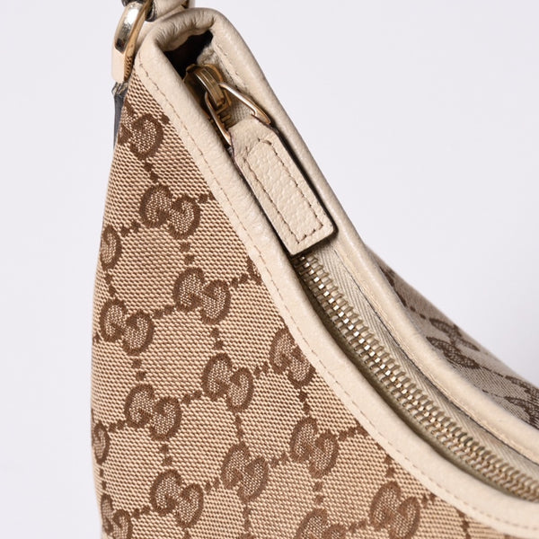 GUCCI グッチ アビー ワンショルダーバッグ GGキャンバス 130738 214397 ベージュ アイボリー ゴールド金具 美品 中古4a001185