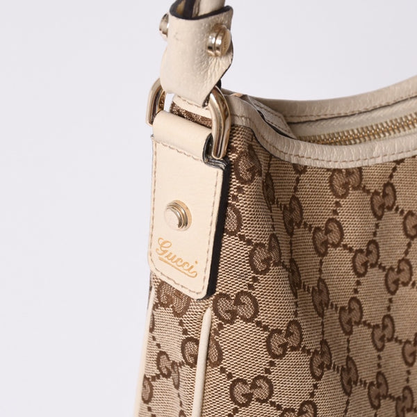 GUCCI グッチ アビー ワンショルダーバッグ GGキャンバス 130738 214397 ベージュ アイボリー ゴールド金具 美品 中古4a001185