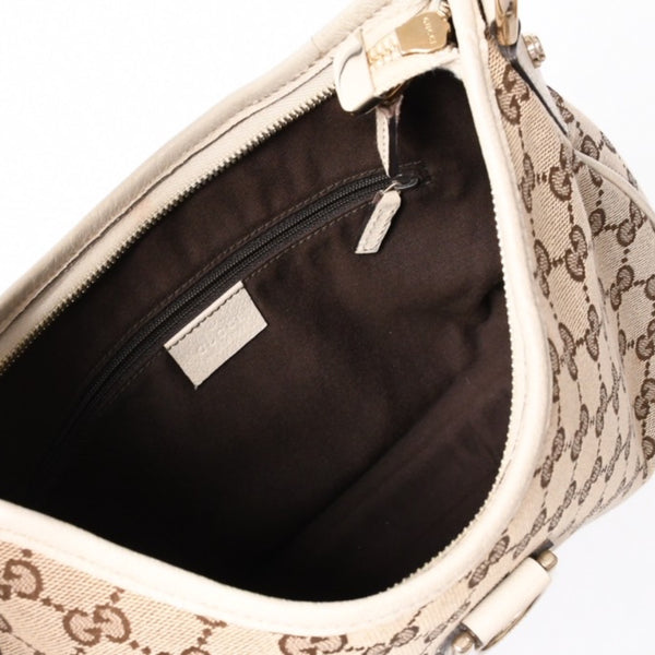GUCCI グッチ アビー ワンショルダーバッグ GGキャンバス 130738 214397 ベージュ アイボリー ゴールド金具 美品 中古4a001185