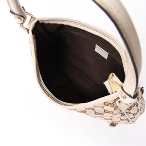 GUCCI グッチ アビー ワンショルダーバッグ GGキャンバス 130738 214397 ベージュ アイボリー ゴールド金具 美品 中古4a001185