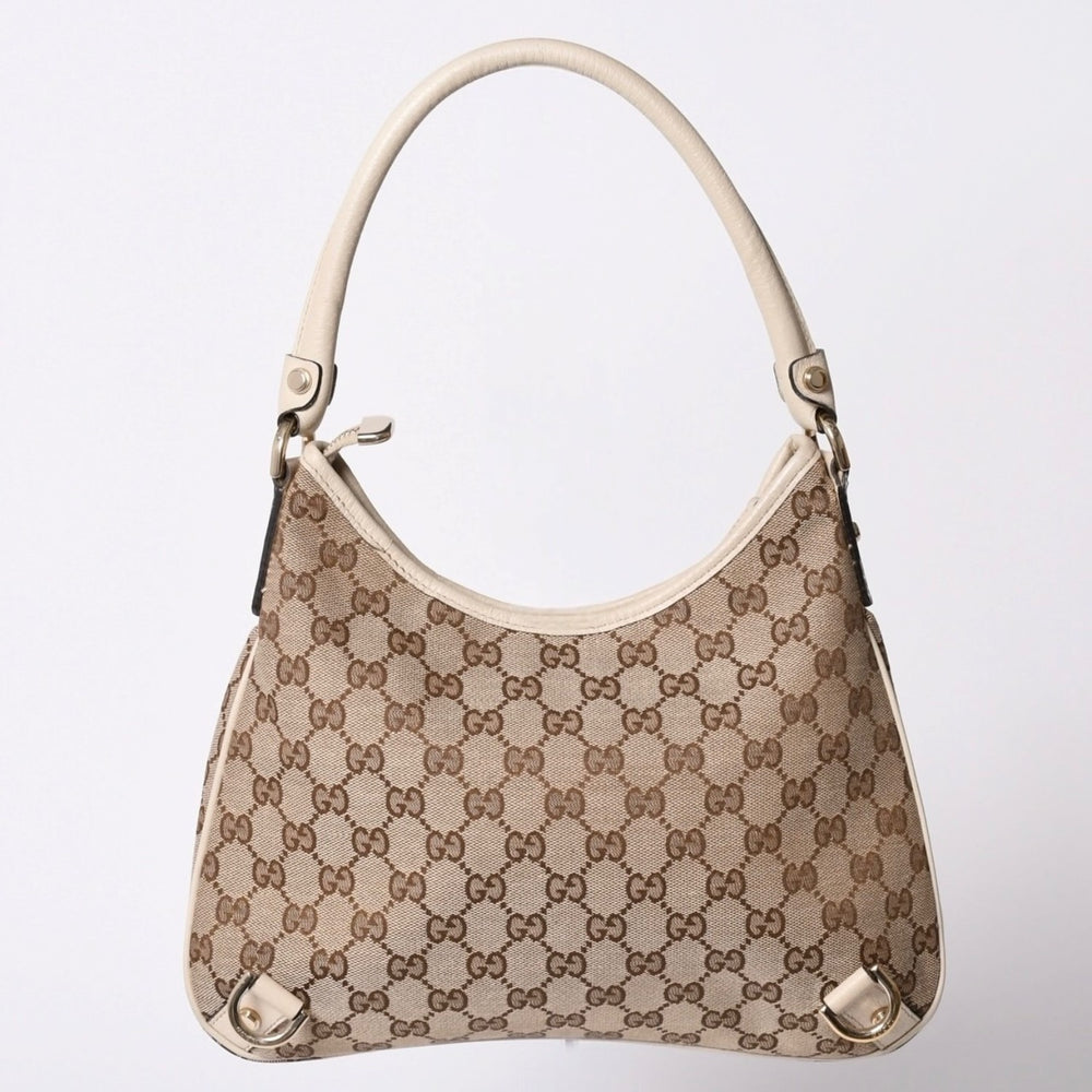 GUCCI グッチ アビー ワンショルダーバッグ GGキャンバス 130738 214397 ベージュ アイボリー ゴールド金具 美品 中古4a001185