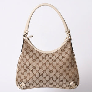 GUCCI グッチ アビー ワンショルダーバッグ GGキャンバス 130738 214397 ベージュ アイボリー ゴールド金具 美品 中古4a001185