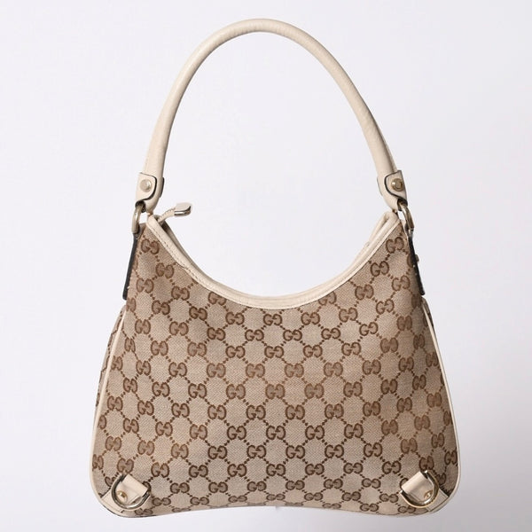 GUCCI グッチ アビー ワンショルダーバッグ GGキャンバス 130738 214397 ベージュ アイボリー ゴールド金具 美品 中古4a001185