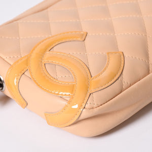 Very Good Condition CHANEL CANBON Cambon Line One Shoulder Bag No. 10 Coco Mark Calfskin Beige Silver Hardware Used 4a001690