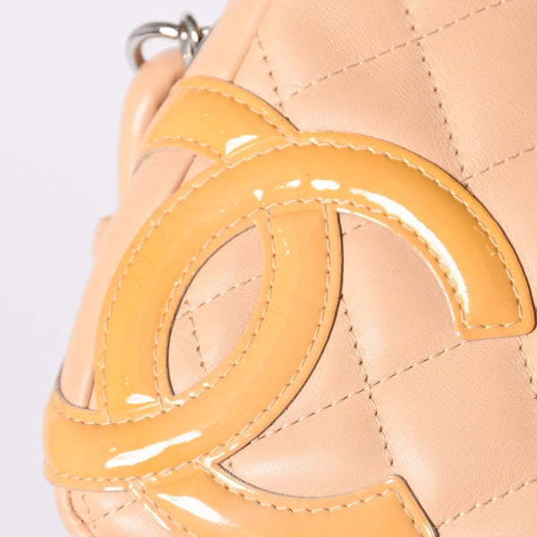 Very Good Condition CHANEL CANBON Cambon Line One Shoulder Bag No. 10 Coco Mark Calfskin Beige Silver Hardware Used 4a001690