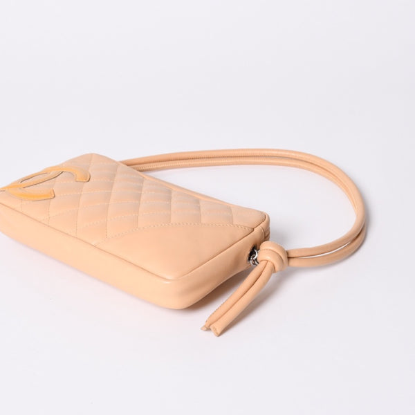 Very Good Condition CHANEL CANBON Cambon Line One Shoulder Bag No. 10 Coco Mark Calfskin Beige Silver Hardware Used 4a001690