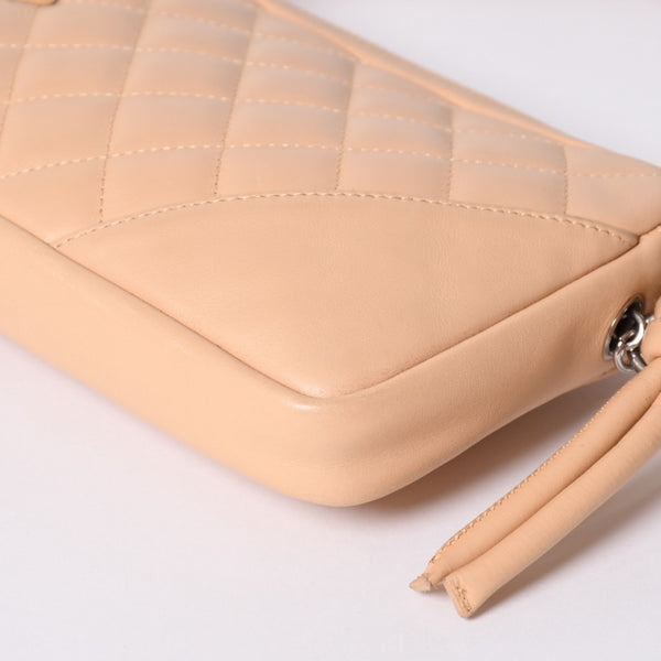 Very Good Condition CHANEL CANBON Cambon Line One Shoulder Bag No. 10 Coco Mark Calfskin Beige Silver Hardware Used 4a001690