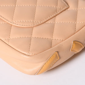 Very Good Condition CHANEL CANBON Cambon Line One Shoulder Bag No. 10 Coco Mark Calfskin Beige Silver Hardware Used 4a001690