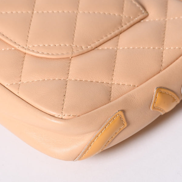 Very Good Condition CHANEL CANBON Cambon Line One Shoulder Bag No. 10 Coco Mark Calfskin Beige Silver Hardware Used 4a001690