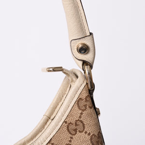 GUCCI グッチ アビー ワンショルダーバッグ GGキャンバス 130738 214397 ベージュ アイボリー ゴールド金具 美品 中古4a001185
