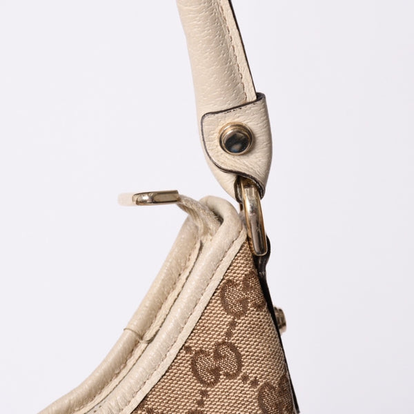 GUCCI グッチ アビー ワンショルダーバッグ GGキャンバス 130738 214397 ベージュ アイボリー ゴールド金具 美品 中古4a001185