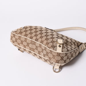GUCCI グッチ アビー ワンショルダーバッグ GGキャンバス 130738 214397 ベージュ アイボリー ゴールド金具 美品 中古4a001185