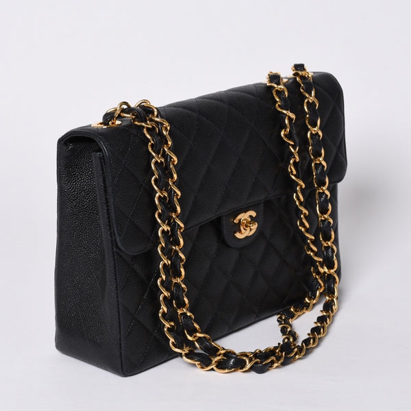 CHANEL CHANEL Deca Matelasse 30 S Flap W Chain Shoulder Bag A11869 No. 6 Coco Mark Caviar Skin Good Condition Used 4a001188