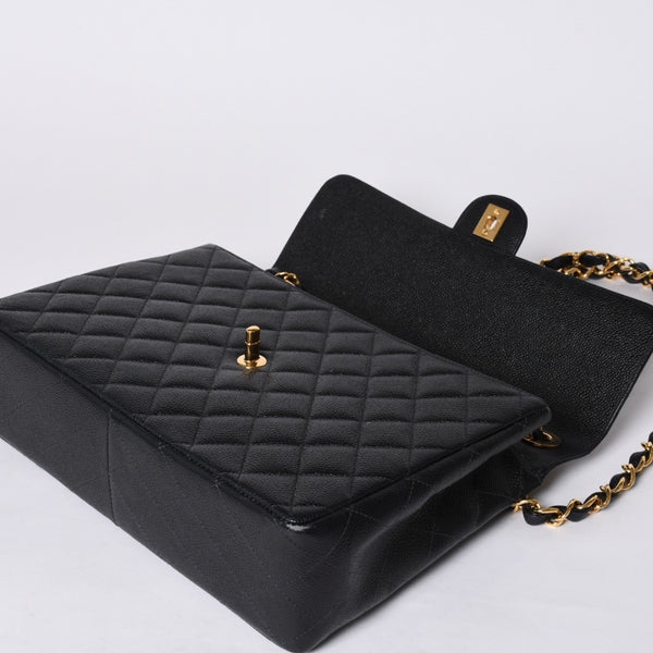 CHANEL CHANEL Deca Matelasse 30 S Flap W Chain Shoulder Bag A11869 No. 6 Coco Mark Caviar Skin Good Condition Used 4a001188