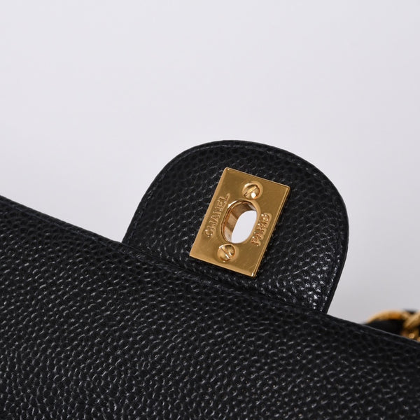 CHANEL CHANEL Deca Matelasse 30 S Flap W Chain Shoulder Bag A11869 No. 6 Coco Mark Caviar Skin Good Condition Used 4a001188
