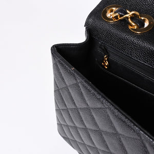 CHANEL CHANEL Deca Matelasse 30 S Flap W Chain Shoulder Bag A11869 No. 6 Coco Mark Caviar Skin Good Condition Used 4a001188
