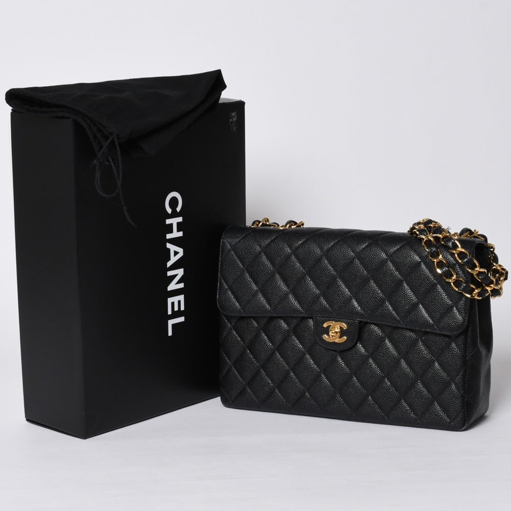 CHANEL CHANEL Deca Matelasse 30 S Flap W Chain Shoulder Bag A11869 No. 6 Coco Mark Caviar Skin Good Condition Used 4a001188