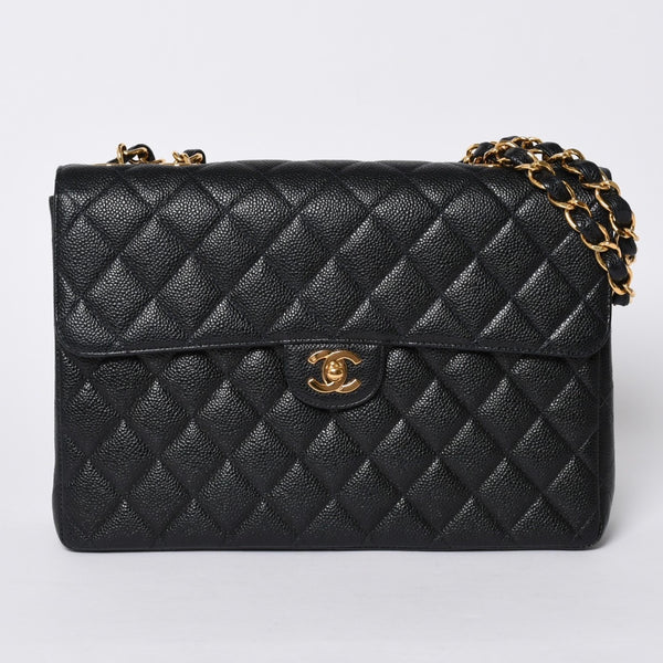CHANEL CHANEL Deca Matelasse 30 S Flap W Chain Shoulder Bag A11869 No. 6 Coco Mark Caviar Skin Good Condition Used 4a001188