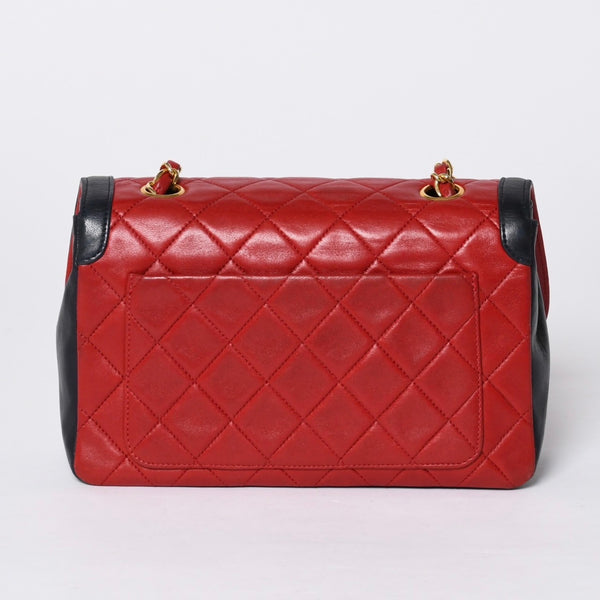 CHANEL シャネル マトラッセ23 Sフラップ Sチェーンショルダーバッグ 14番台 ココマーク ラムスキン レッド ネイビー 美品 中古 4a001170