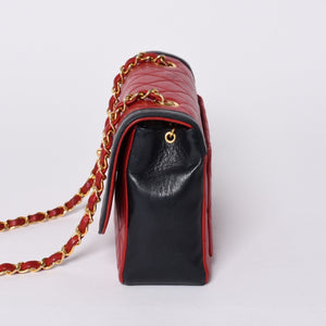 CHANEL シャネル マトラッセ23 Sフラップ Sチェーンショルダーバッグ 14番台 ココマーク ラムスキン レッド ネイビー 美品 中古 4a001170