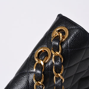 CHANEL CHANEL Deca Matelasse 30 S Flap W Chain Shoulder Bag A11869 No. 6 Coco Mark Caviar Skin Good Condition Used 4a001188