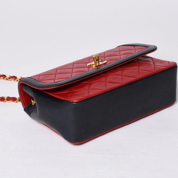 CHANEL シャネル マトラッセ23 Sフラップ Sチェーンショルダーバッグ 14番台 ココマーク ラムスキン レッド ネイビー 美品 中古 4a001170