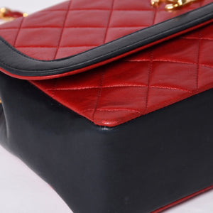 CHANEL シャネル マトラッセ23 Sフラップ Sチェーンショルダーバッグ 14番台 ココマーク ラムスキン レッド ネイビー 美品 中古 4a001170
