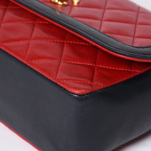 CHANEL シャネル マトラッセ23 Sフラップ Sチェーンショルダーバッグ 14番台 ココマーク ラムスキン レッド ネイビー 美品 中古 4a001170