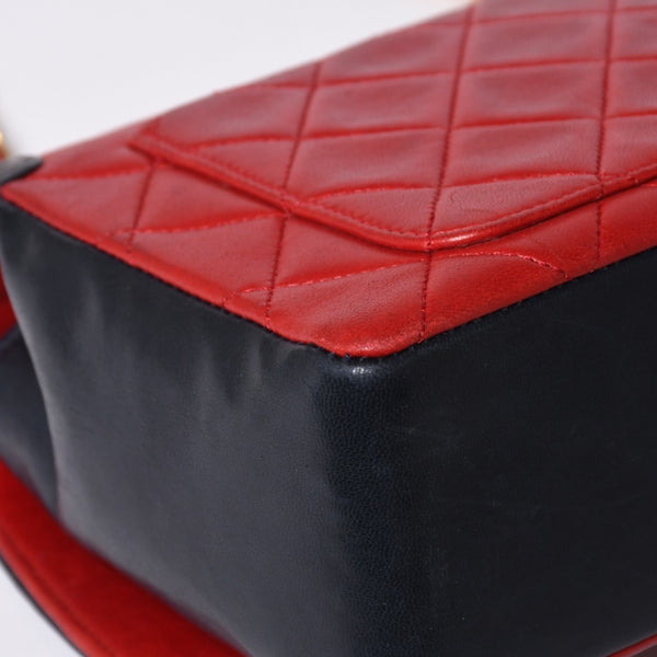 CHANEL シャネル マトラッセ23 Sフラップ Sチェーンショルダーバッグ 14番台 ココマーク ラムスキン レッド ネイビー 美品 中古 4a001170