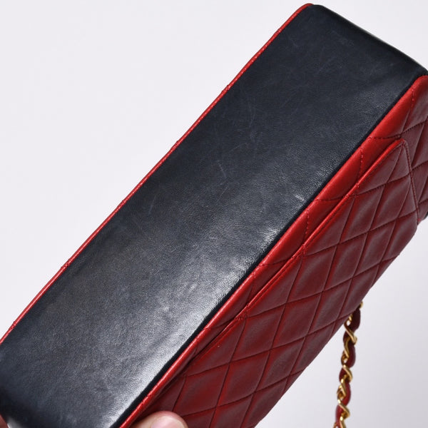 CHANEL シャネル マトラッセ23 Sフラップ Sチェーンショルダーバッグ 14番台 ココマーク ラムスキン レッド ネイビー 美品 中古 4a001170