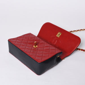 CHANEL シャネル マトラッセ23 Sフラップ Sチェーンショルダーバッグ 14番台 ココマーク ラムスキン レッド ネイビー 美品 中古 4a001170
