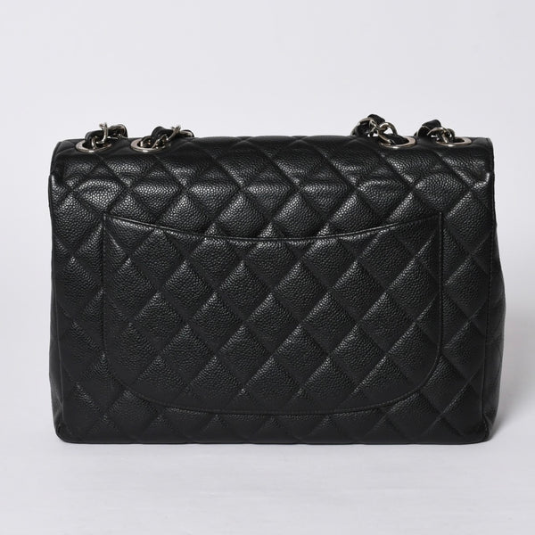 Very Good Condition CHANEL CHANEL Deca Matelasse 30 S Flap W Chain Shoulder Bag No. 6 Coco Mark Caviar Skin Silver Hardware Used 4a001273
