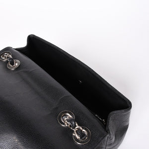 Very Good Condition CHANEL CHANEL Deca Matelasse 30 S Flap W Chain Shoulder Bag No. 6 Coco Mark Caviar Skin Silver Hardware Used 4a001273